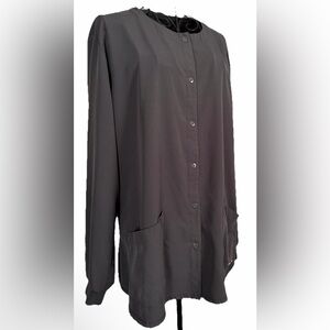 Skechers Barco Scrub Jacket XL Gray Snap Closures Long Sleeve Pockets Warm Up